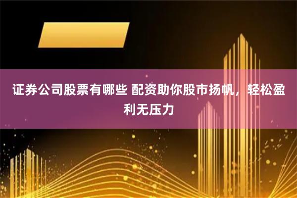 证券公司股票有哪些 配资助你股市扬帆，轻松盈利无压力